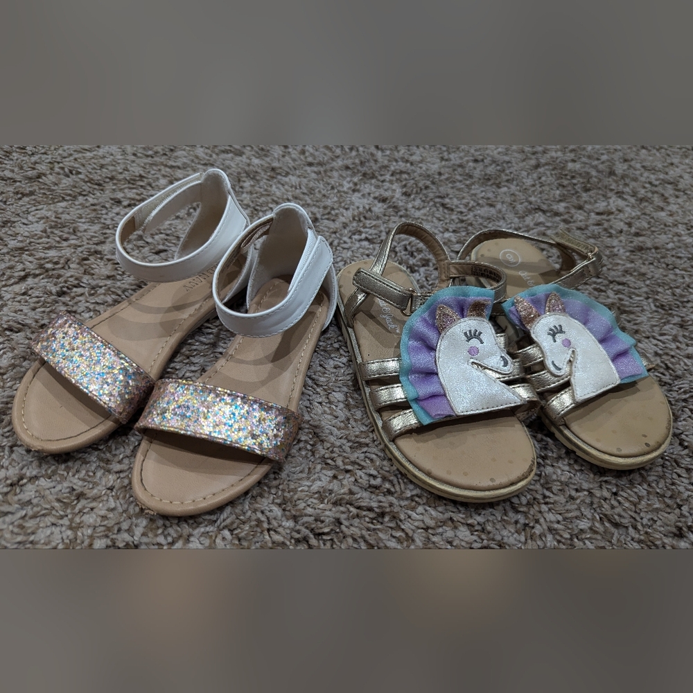 Girl size 9 Sandals bundle unicorn glitter cat & jack old navy